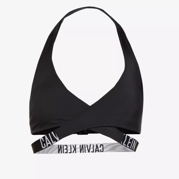 NWT Calvin Klein Black Halter Bikini Top size XS - Picture 1 of 6